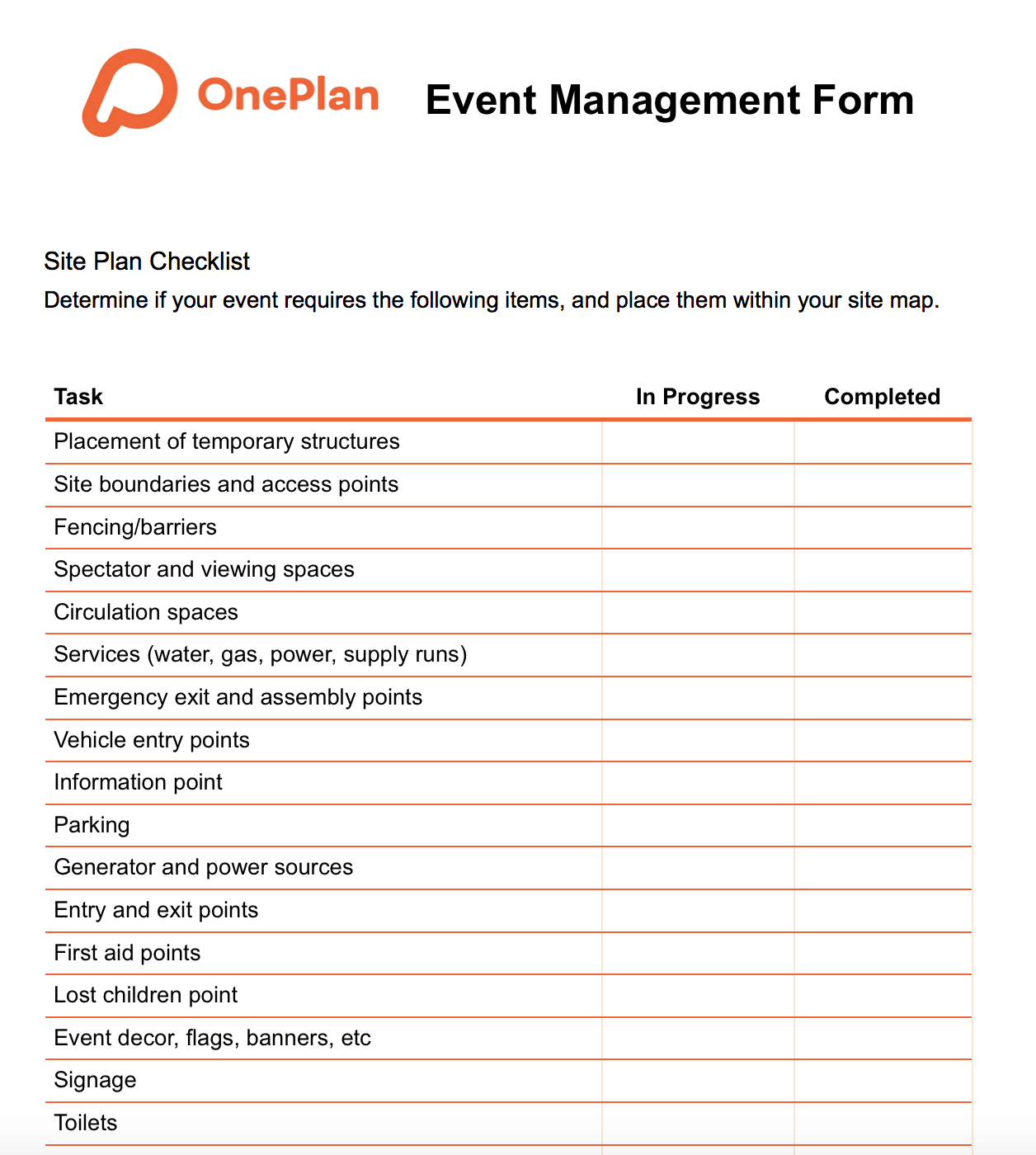 event management business requirements