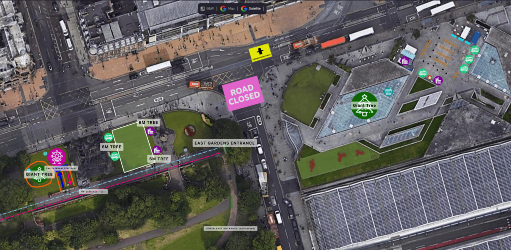 Plano de eventos ao ar livre em Edimburgo