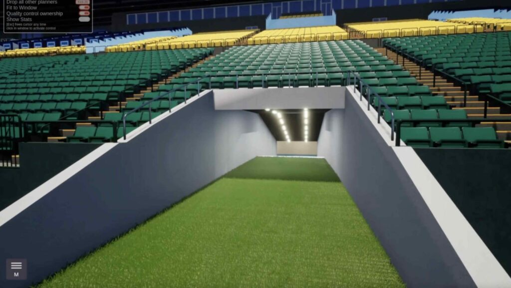 Football pitch in Venue Twin, OnePlan's digital twin software