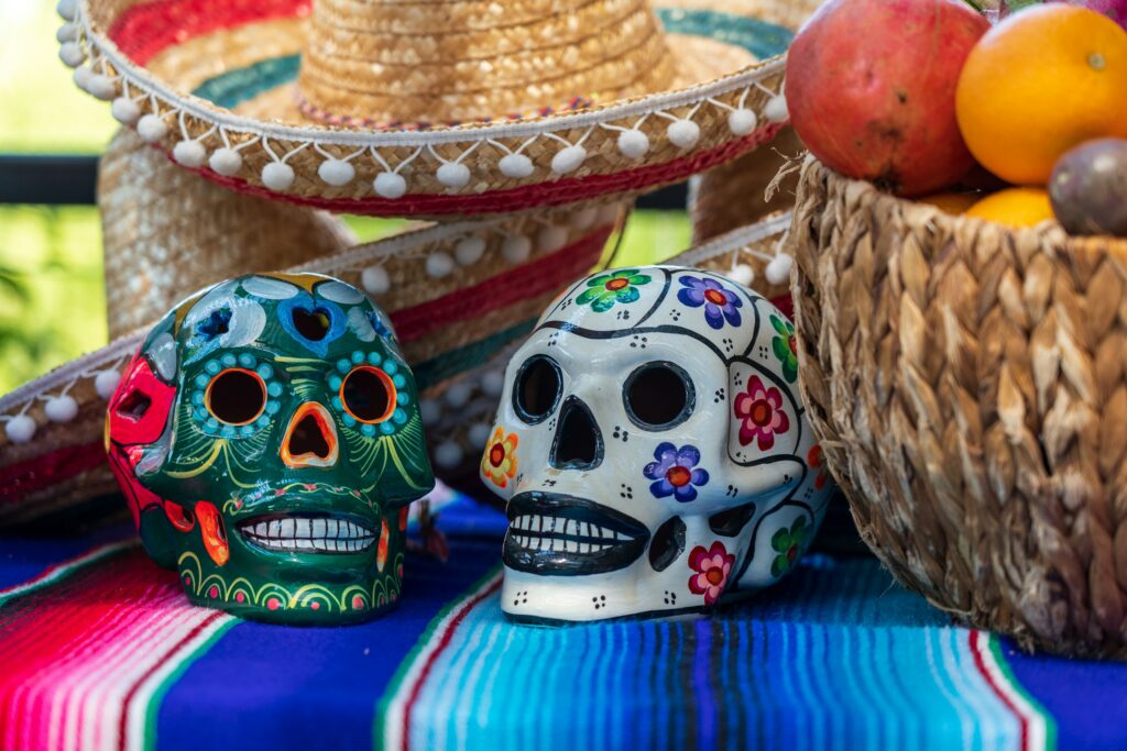 Day of the Dead Skulls with Offerings