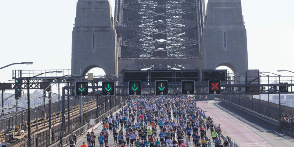 Sydney Harbour 10k road event runners on Harbour Bridge