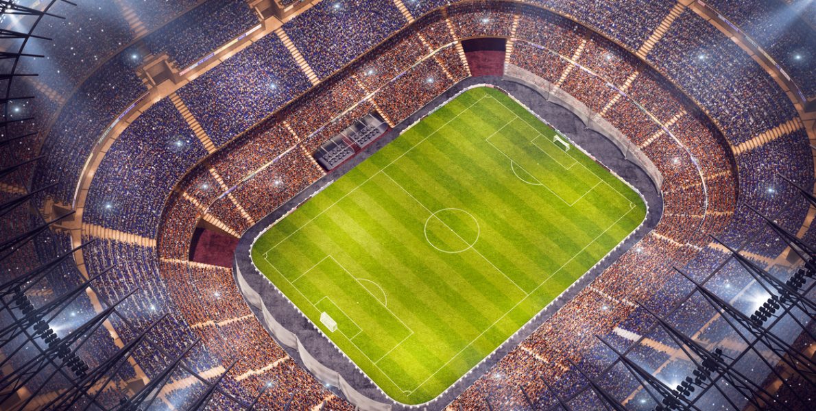 Soccer stadium bird eye view