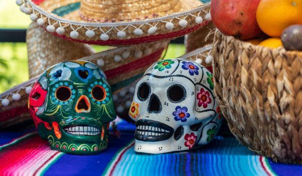 Day of the Dead Skulls with Offerings